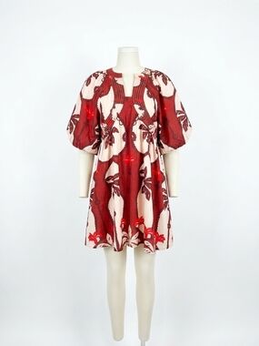 NEW STRUT & BOLT linen mini dress in burgundy